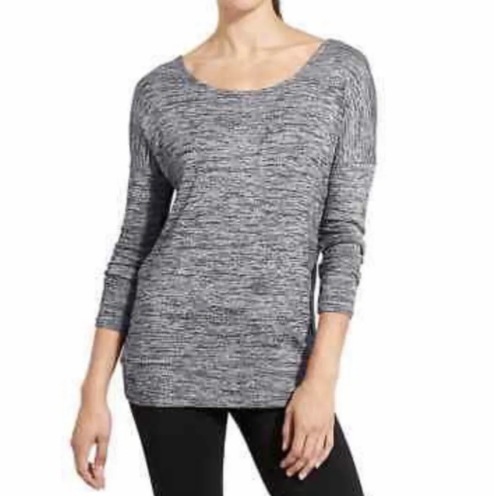 Athleta pose layered marled gray cutout backless top size medium